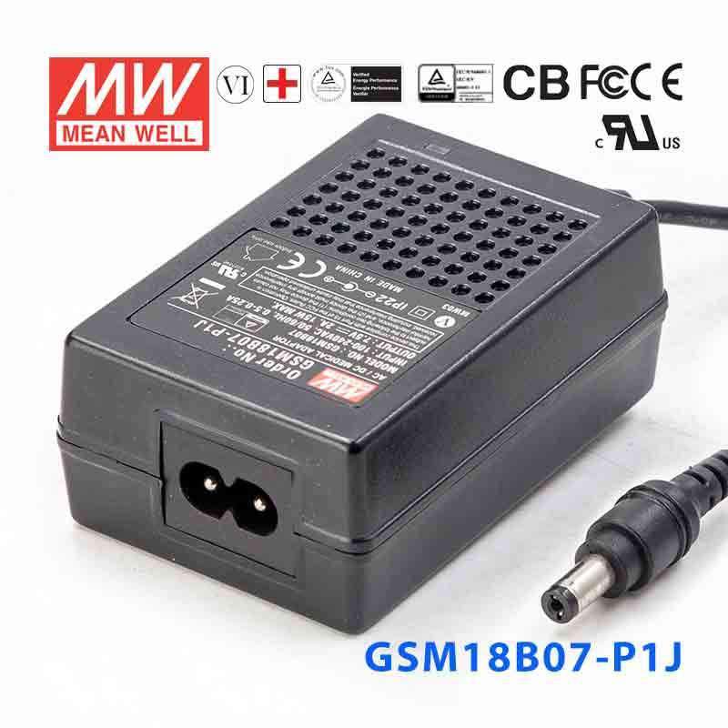 Mean Well GSM18B07 - P1J Power Supply 15W 7.5V - GSM18B07 - P1J - powersupplymall.com