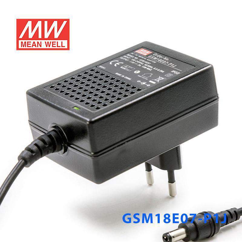 Mean Well GSM18E07 - P1J Power Supply 15W 7.5V - GSM18E07 - P1J - powersupplymall.com