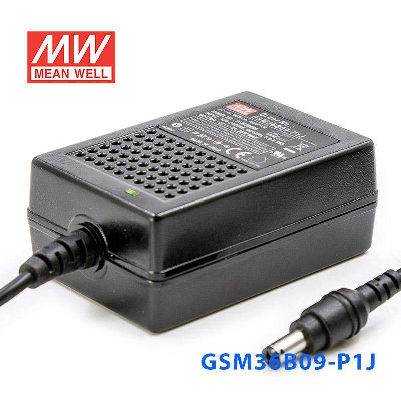 Mean Well GSM36B09 - P1J Power Supply 36W 9V - GSM36B09 - P1J - powersupplymall.com