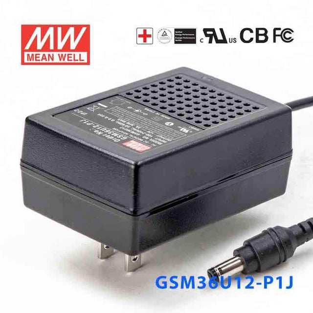 Mean Well GSM36U12 - P1J Power Supply 36W 12V - GSM36U12 - P1J - powersupplymall.com