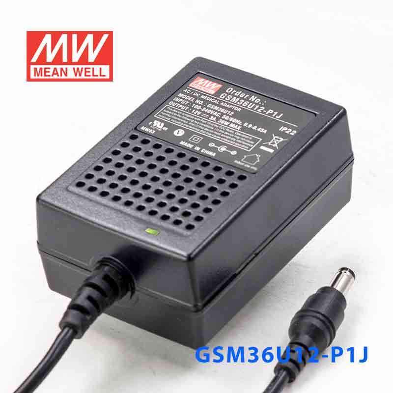 Mean Well GSM36U12 - P1J Power Supply 36W 12V - GSM36U12 - P1J - powersupplymall.com