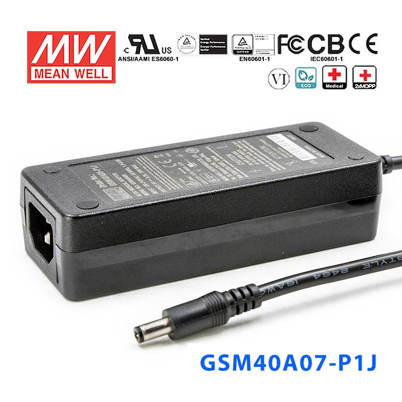 Mean Well GSM40A07 - P1J Power Supply 40W 7.5V - GSM40A07 - P1J - powersupplymall.com