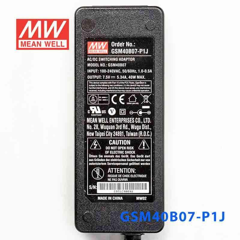 Mean Well GSM40B07 - P1J Power Supply 40W 7.5V - GSM40B07 - P1J - powersupplymall.com