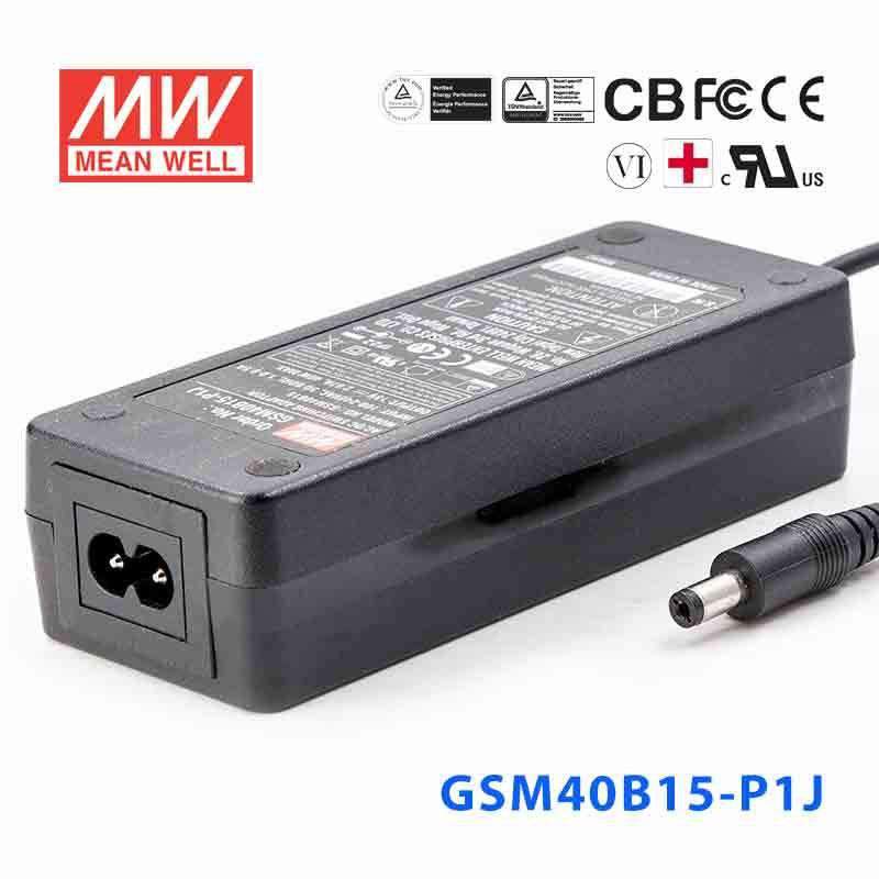 Mean Well GSM40B15 - P1J Power Supply 40W 15V - GSM40B15 - P1J - powersupplymall.com