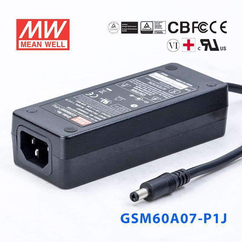 Mean Well GSM60A07 - P1J Power Supply 45W 7.5V - GSM60A07 - P1J - powersupplymall.com