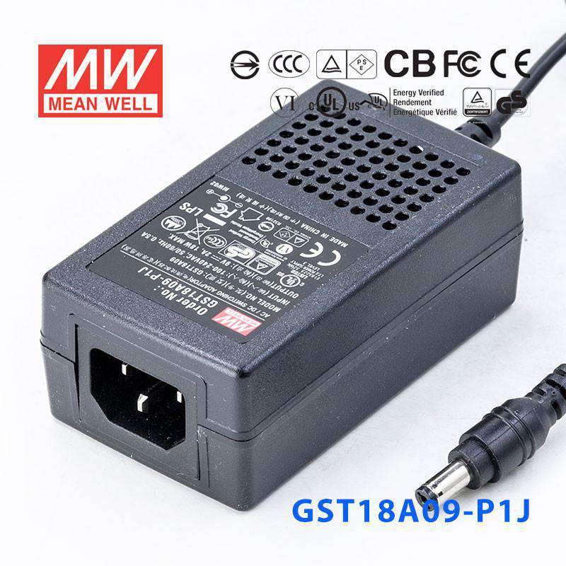 Mean Well GST18A09 - P1J Power Supply 18W 9V - GST18A09 - P1J - powersupplymall.com