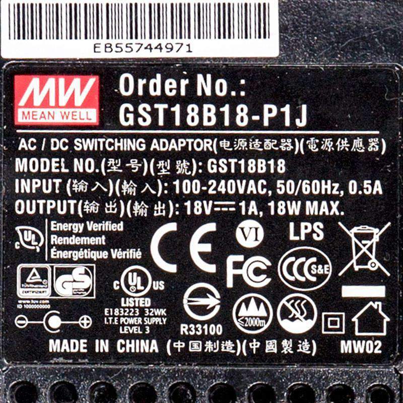 Mean Well GST18B18 - P1J Power Supply 18W 18V - GST18B18 - P1J - powersupplymall.com