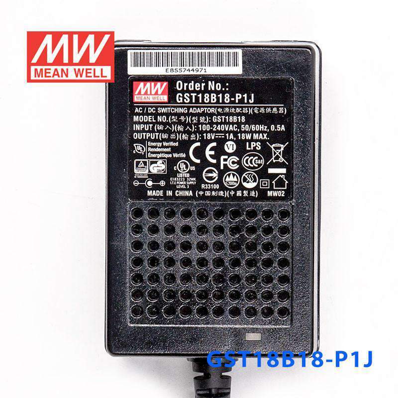 Mean Well GST18B18 - P1J Power Supply 18W 18V - GST18B18 - P1J - powersupplymall.com