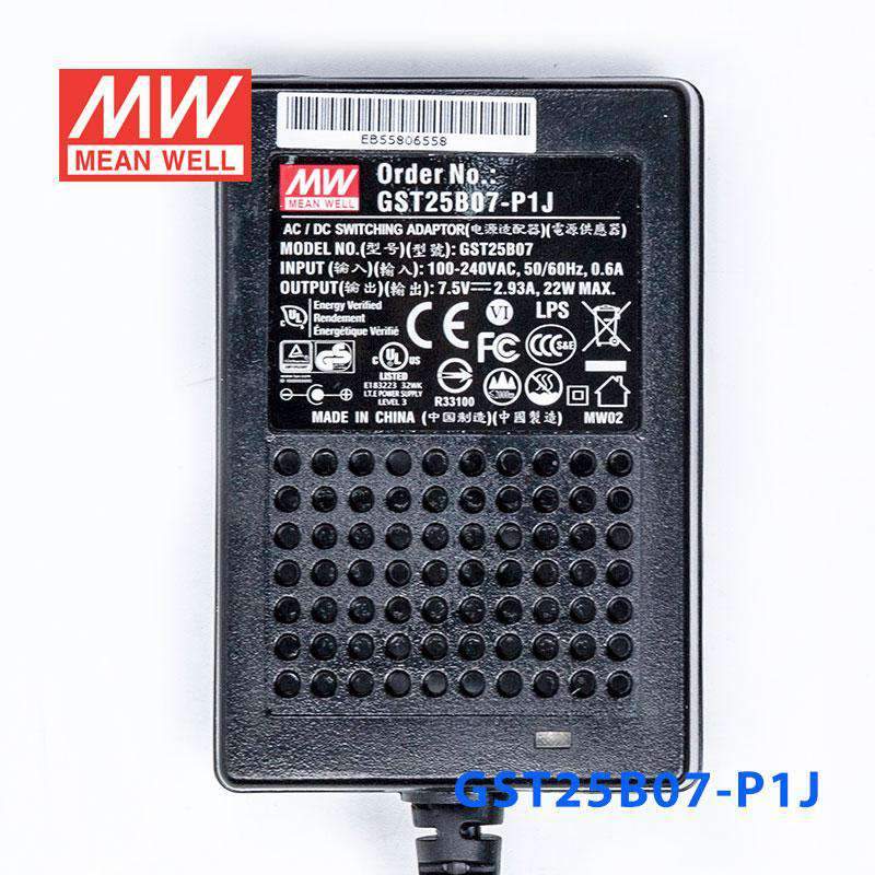 Mean Well GST25B07 - P1J Power Supply 22W 7.5V - GST25B07 - P1J - powersupplymall.com