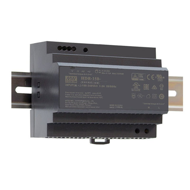 Mean Well HDR-150-48 Ultra Slim Step Shape Power Supply 150W 48V 2.72A - DIN Rail - HDR-150-48 - powersupplymall.com