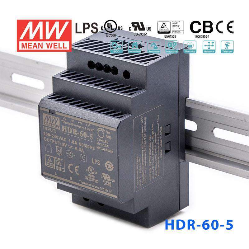 Mean Well HDR Series Power Supply 5V(15~60W) -  - powersupplymall.com
