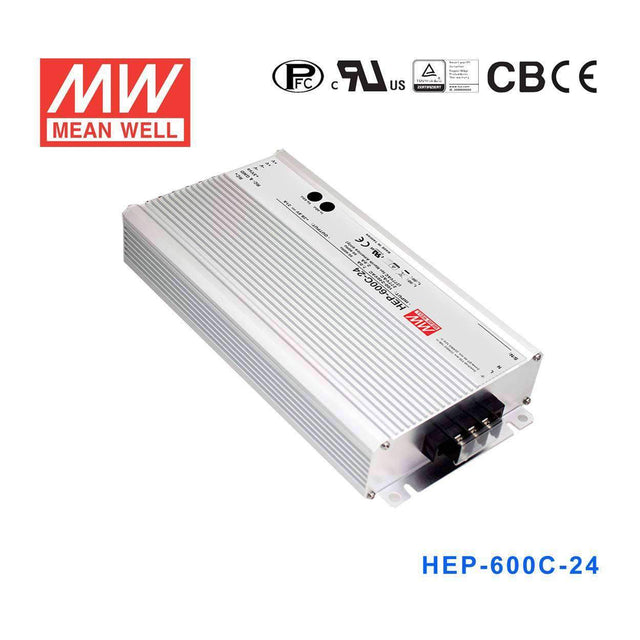 Mean Well HEP - 600C - 24 Battery Chargers 600W 28.8V 21A - 3 Stage W/PFC - HEP-600C-24 - powersupplymall.com