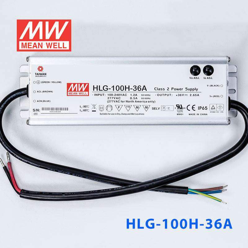 Mean Well HLG - 100H - 36A Power Supply 100W 36V - Adjustable - HLG-100H-36A - powersupplymall.com