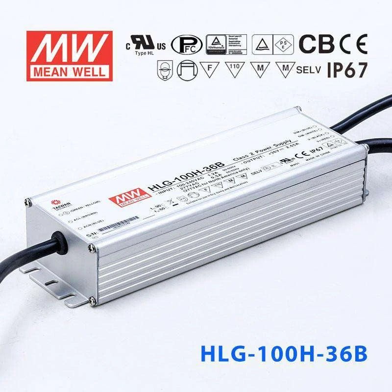 Mean Well HLG - 100H - 36B Power Supply 100W 36V - Dimmable - HLG - 100H - 36B - powersupplymall.com