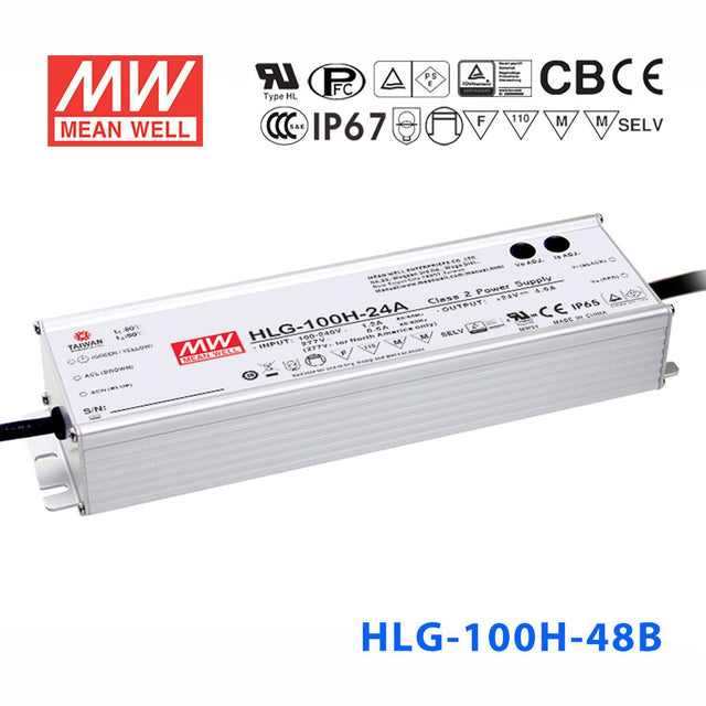Mean Well HLG - 100H - 48AB Power Supply 100W 48V - Adjustable and Dimmable - HLG - 100H - 48AB - powersupplymall.com