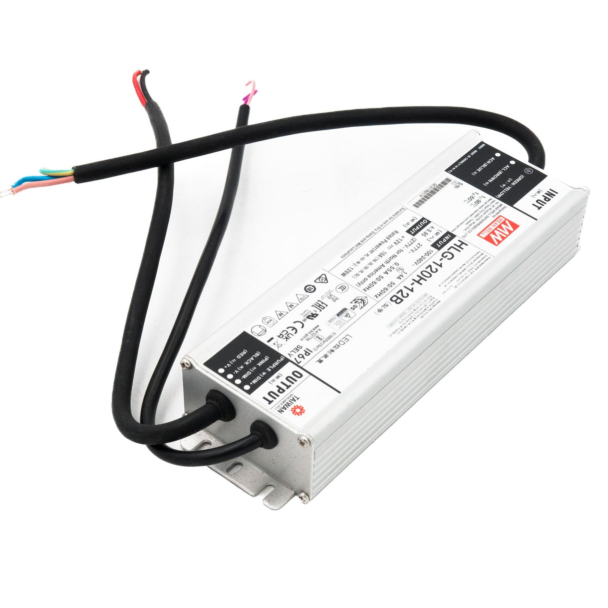 Mean Well HLG-120H-12B Power Supply 120W 12V - Dimmable 10A - HLG-120H-12B - powersupplymall.com