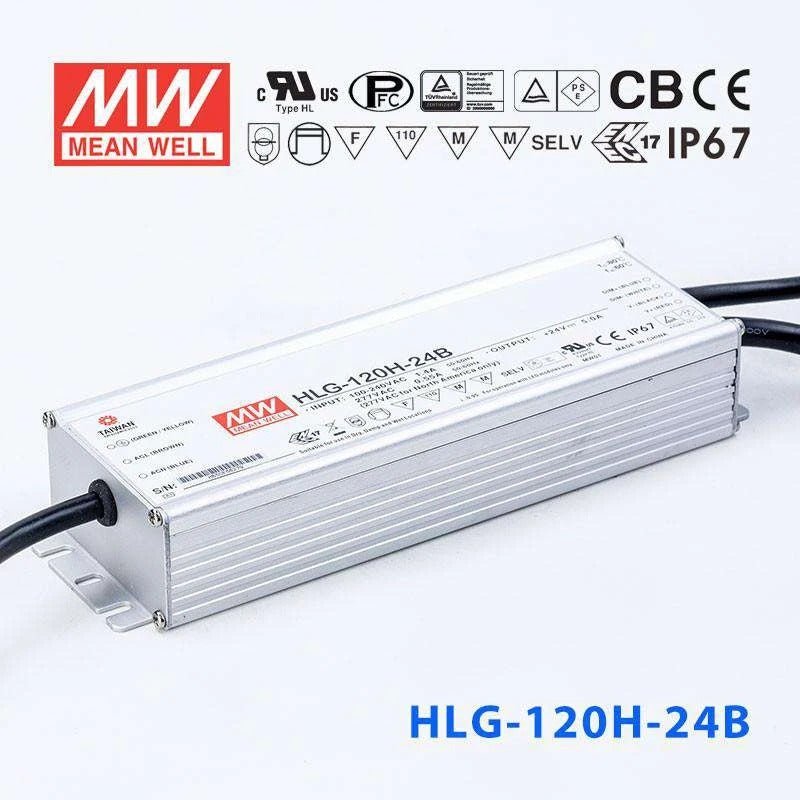 Mean Well HLG - 120H - 24B Power Supply 120W 24V - Dimmable - HLG - 120H - 24B - powersupplymall.com