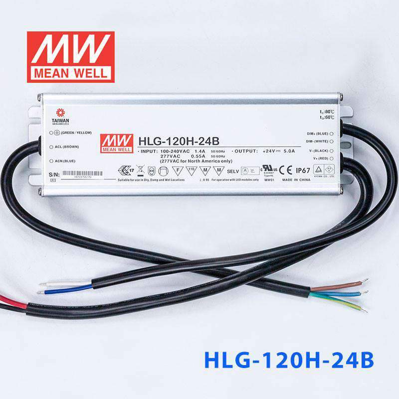 Mean Well HLG - 120H - 24B Power Supply 120W 24V - Dimmable - HLG-120H-24B - powersupplymall.com