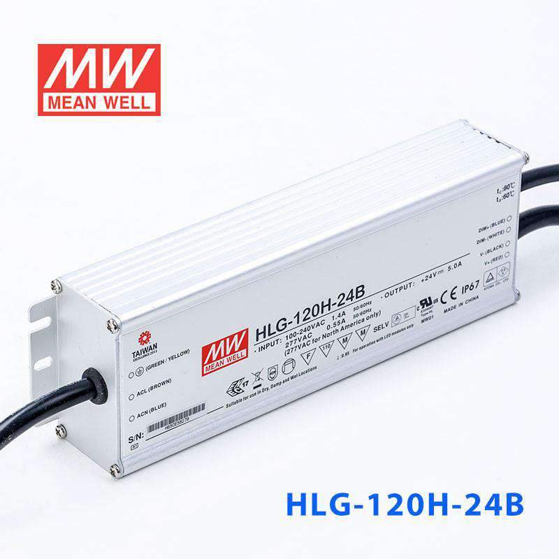 Mean Well HLG - 120H - 24B Power Supply 120W 24V - Dimmable - HLG-120H-24B - powersupplymall.com