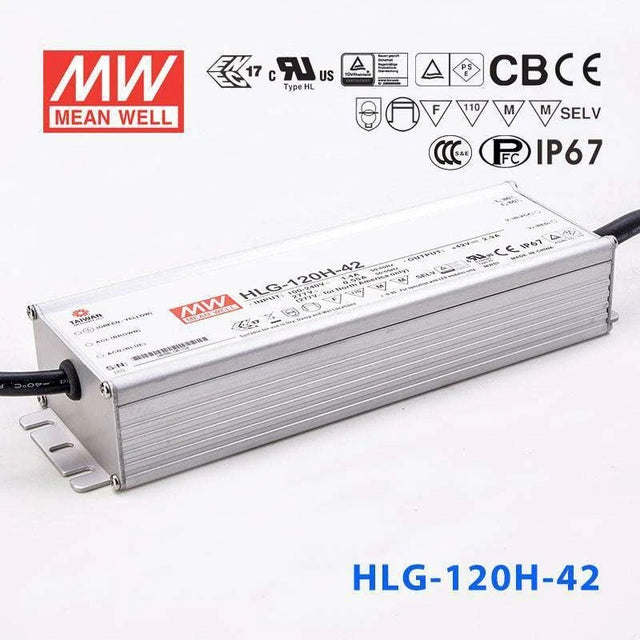 Mean Well HLG-120H-42 Power Supply 120W 42V 2.9A - HLG-120H-42 - powersupplymall.com