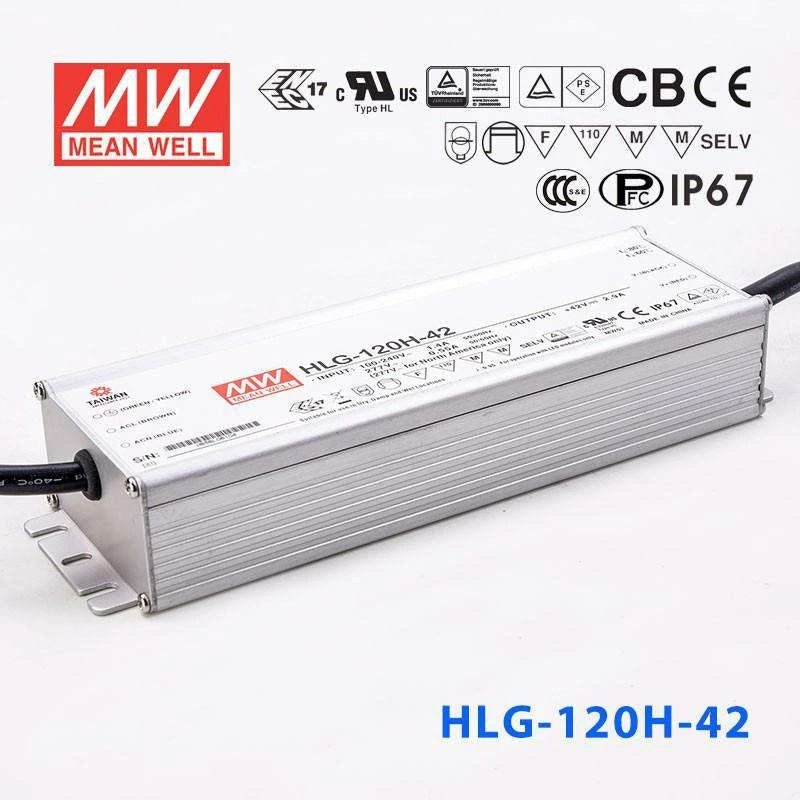Mean Well HLG - 120H - 42 Power Supply 120W 42V - HLG - 120H - 42 - powersupplymall.com