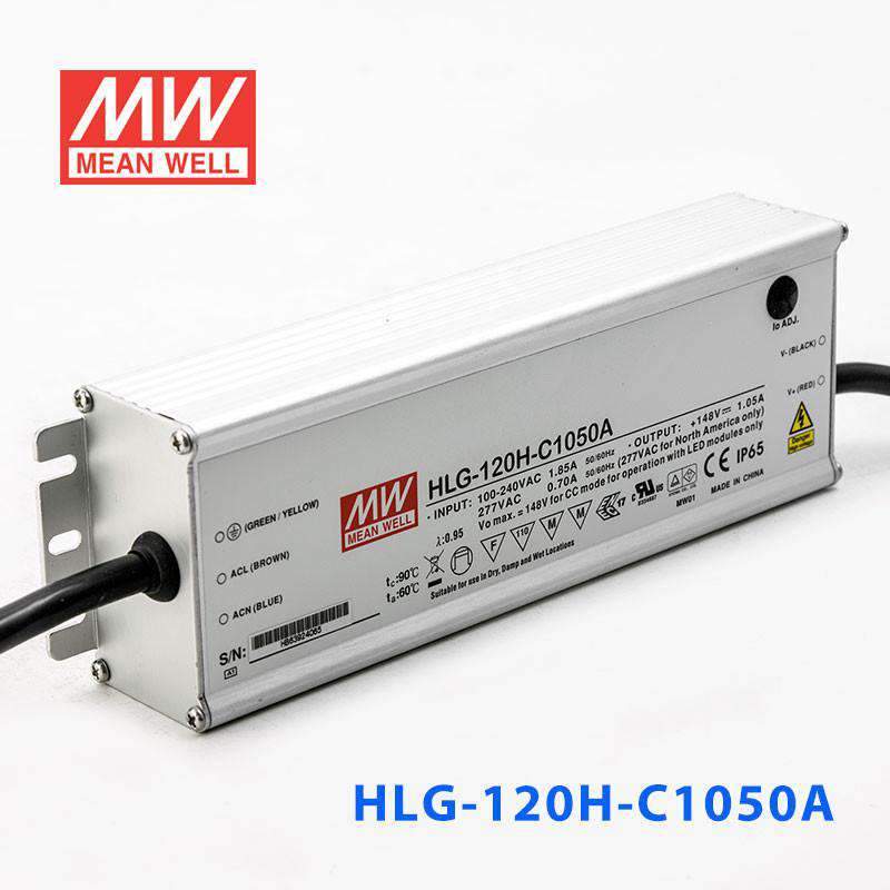 Mean Well HLG-120H-C1050A Power Supply 155.4W 1050mA - Adjustable - HLG-120H-C1050A - powersupplymall.com