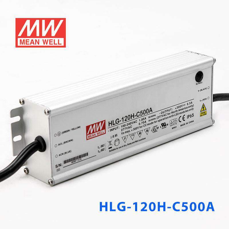 Mean Well HLG - 120H - C500A Power Supply 150W 500mA - Adjustable - HLG-120H-C500A - powersupplymall.com