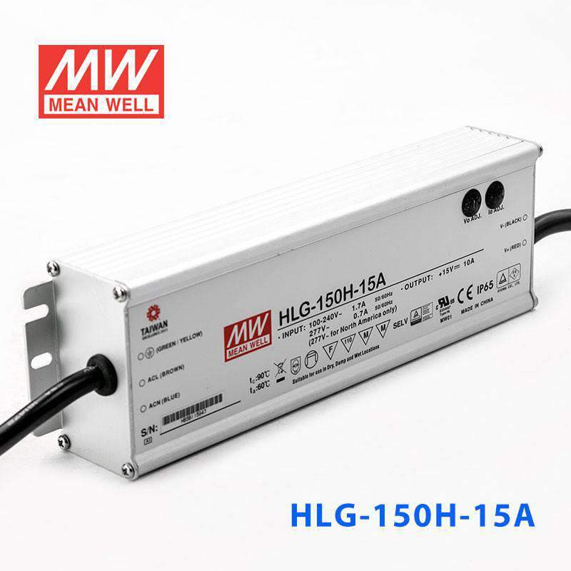 Mean Well HLG-150H-15A Power Supply 150W 15V - Adjustable 10A - HLG-150H-15A - powersupplymall.com