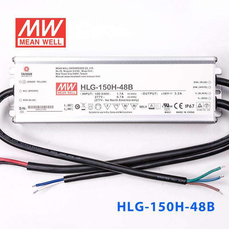 Mean Well HLG - 150H - 48B Power Supply 150W 48V - Dimmable - HLG - 150H - 48B - powersupplymall.com