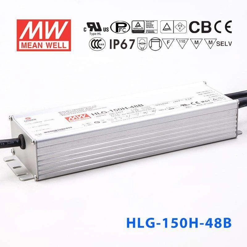 Mean Well HLG-150H-48B Power Supply 150W 48V- Dimmable 3.2A - HLG-150H-48B - powersupplymall.com