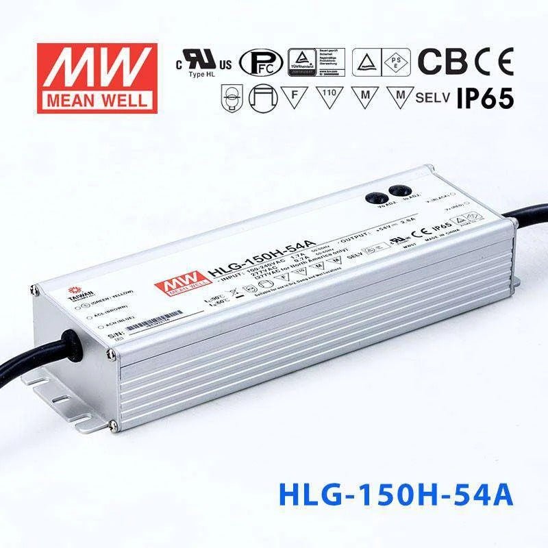 Mean Well HLG-150H-54A Power Supply 150W 54V - Adjustable 2.8A - HLG-150H-54A - powersupplymall.com