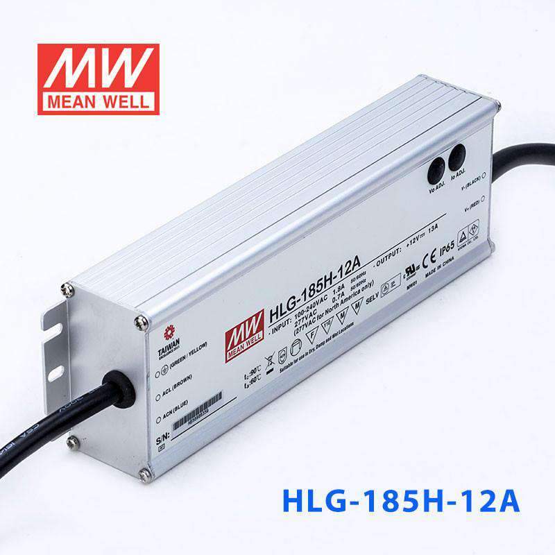 Mean Well HLG-185H-12A Power Supply 156W 12V - Adjustable 13A - HLG-185H-12A - powersupplymall.com
