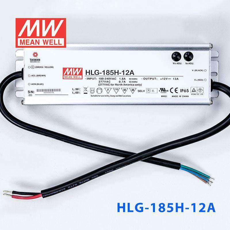 Mean Well HLG-185H-12A Power Supply 156W 12V - Adjustable 13A - HLG-185H-12A - powersupplymall.com