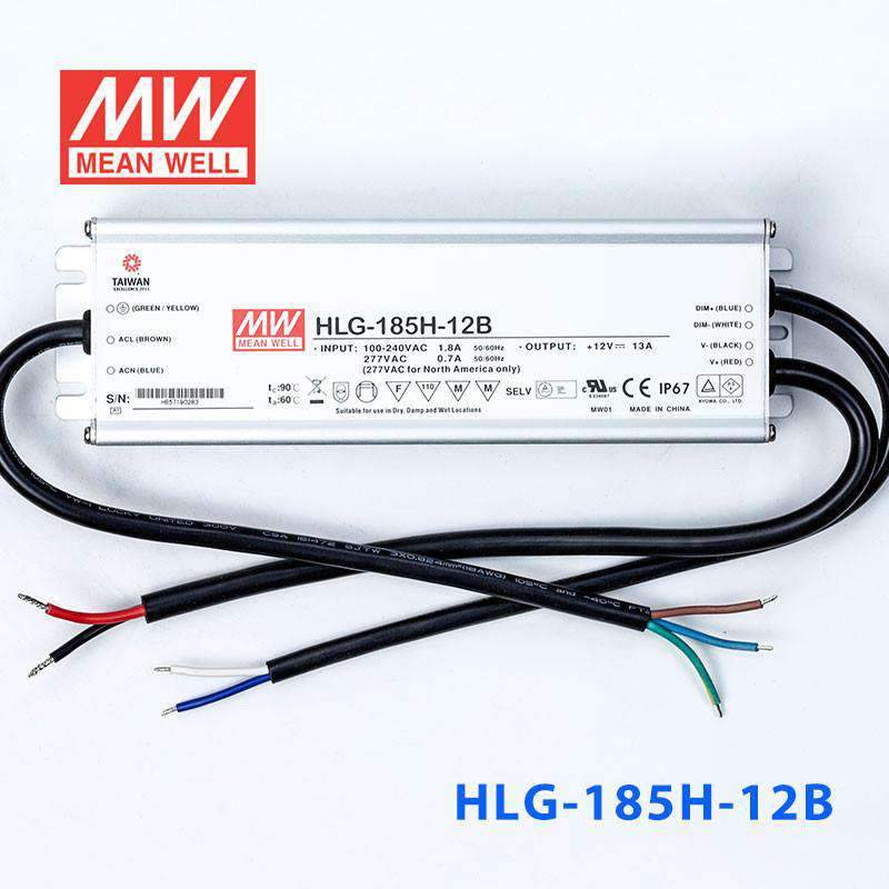 Mean Well HLG - 185H - 12B Power Supply 156W 12V - Dimmable - HLG - 185H - 12B - powersupplymall.com