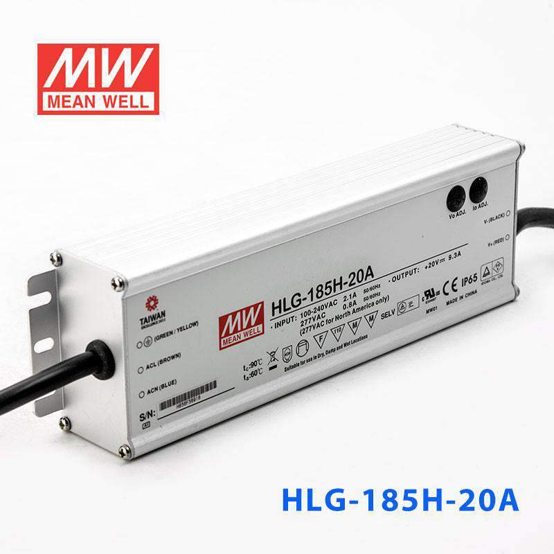 Mean Well HLG - 185H - 20A Power Supply 185W 20V - Adjustable - HLG-185H-20A - powersupplymall.com