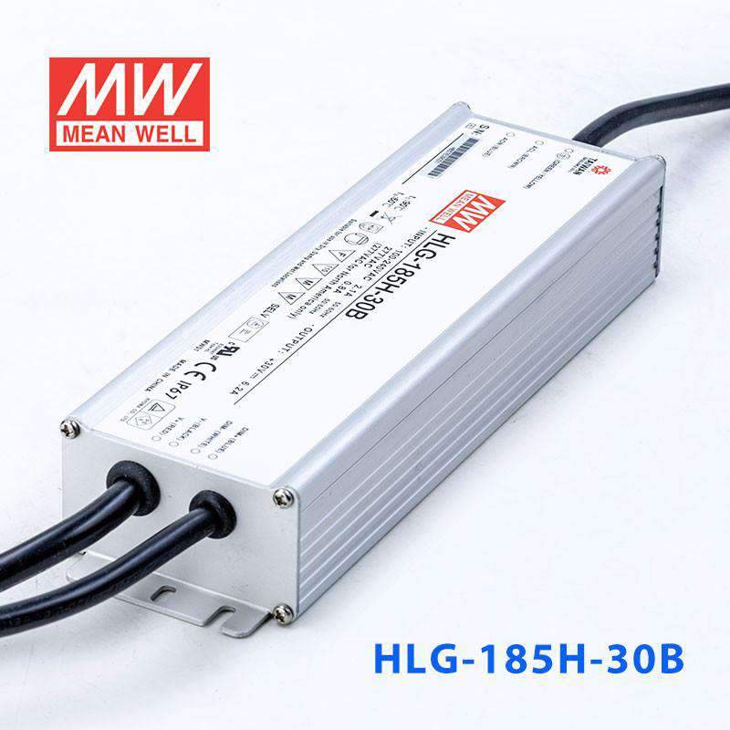 Mean Well HLG-185H-30B Power Supply 185W 30V- Dimmable 6.2A - HLG-185H-30B - powersupplymall.com