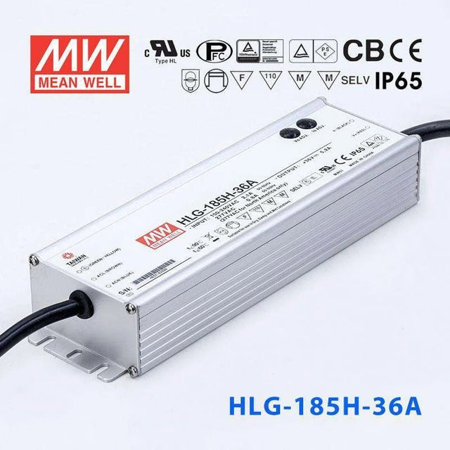Mean Well HLG-185H-36A Power Supply 185W 36V - Adjustable 5.2A - HLG-185H-36A - powersupplymall.com