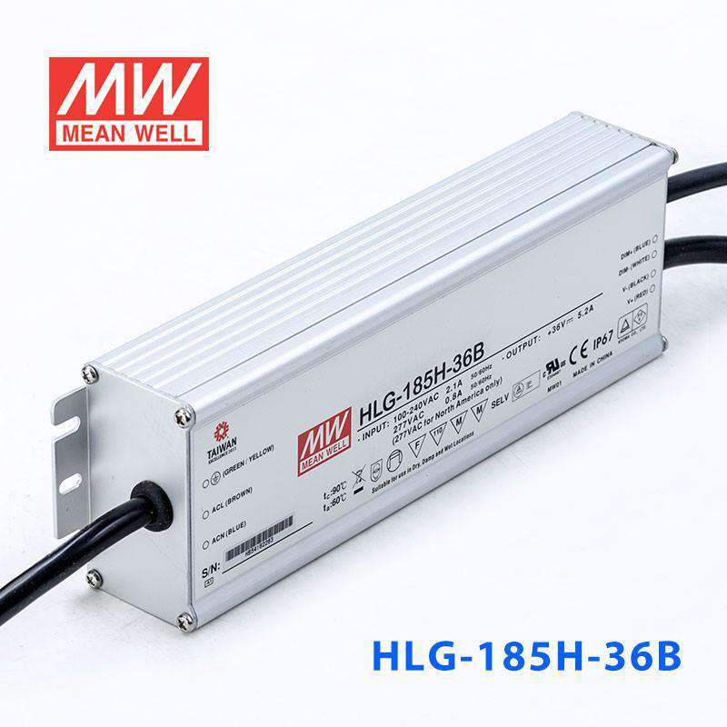 Mean Well HLG - 185H - 36B Power Supply 185W 36V - Dimmable - HLG-185H-36B - powersupplymall.com