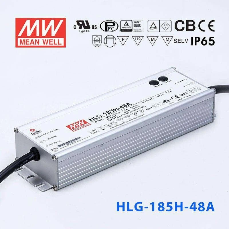 Mean Well HLG-185H-48A Power Supply 185W 48V - Adjustable 3.9A - HLG-185H-48A - powersupplymall.com
