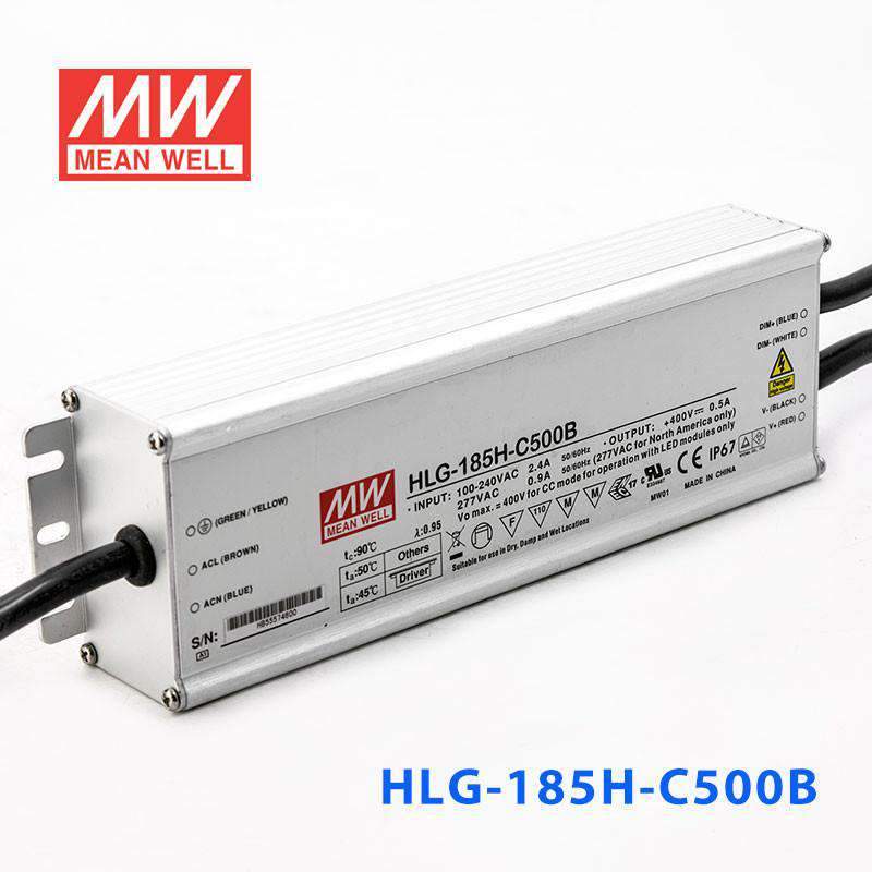 Mean Well HLG - 185H - C500B Power Supply 200W 500mA - Dimmable - HLG-185H-C500B - powersupplymall.com