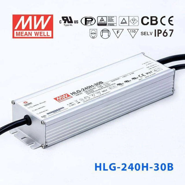 Mean Well HLG-240H-30B Power Supply 240W 30V- Dimmable 8A - HLG-240H-30B - powersupplymall.com