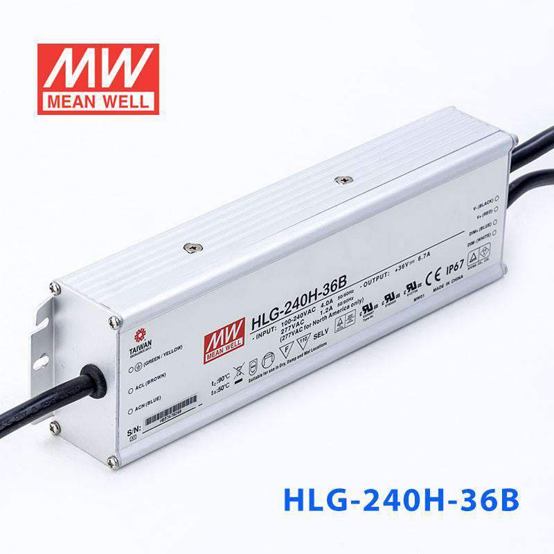 Mean Well HLG-240H-36B Power Supply 240W 36V- Dimmable 6.7A - HLG-240H-36B - powersupplymall.com