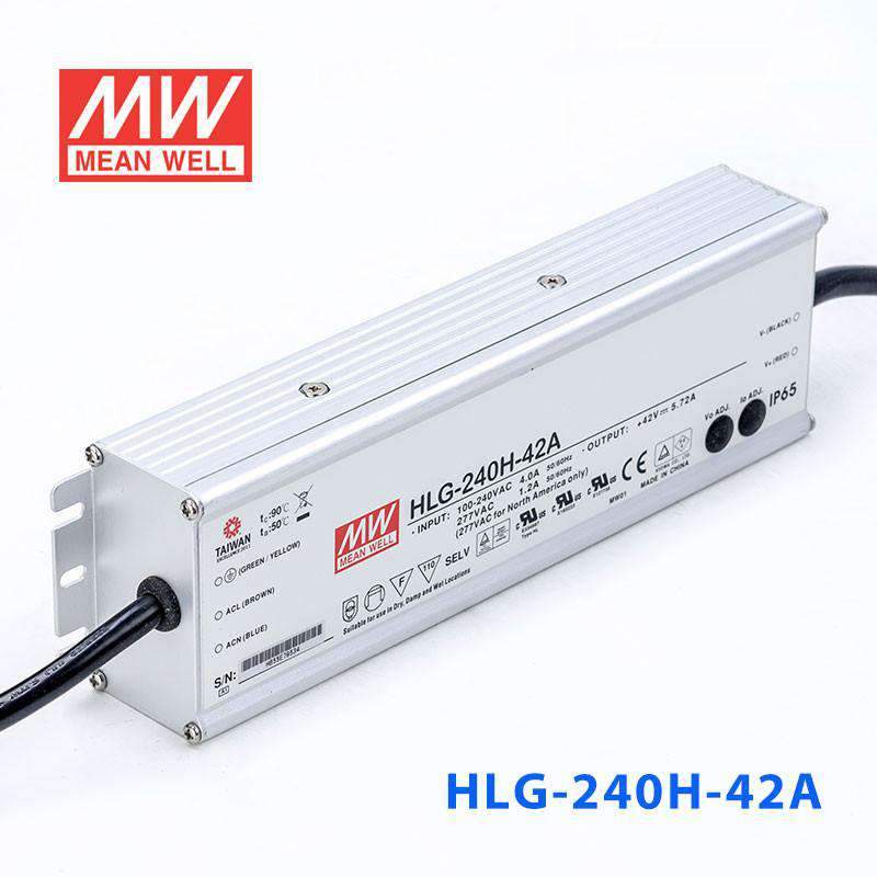 Mean Well HLG-240H-42A Power Supply 240W 42V - Adjustable 5.72A - HLG-240H-42A - powersupplymall.com