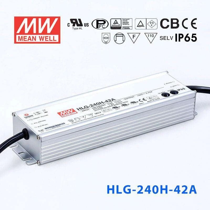 Mean Well HLG-240H-42A Power Supply 240W 42V - Adjustable 5.72A - HLG-240H-42A - powersupplymall.com