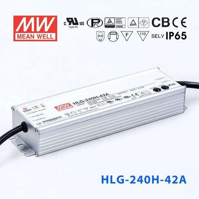 Mean Well HLG-240H-42A Power Supply 240W 42V - Adjustable 5.72A - HLG-240H-42A - powersupplymall.com