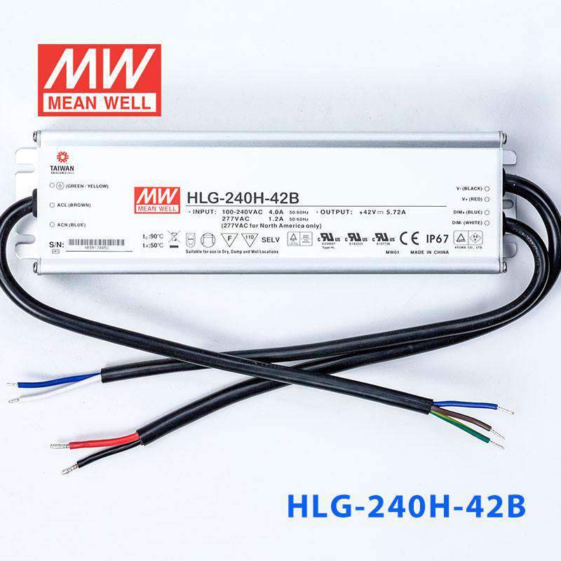 Mean Well HLG - 240H - 42B Power Supply 240W 42V - Dimmable - HLG - 240H - 42B - powersupplymall.com