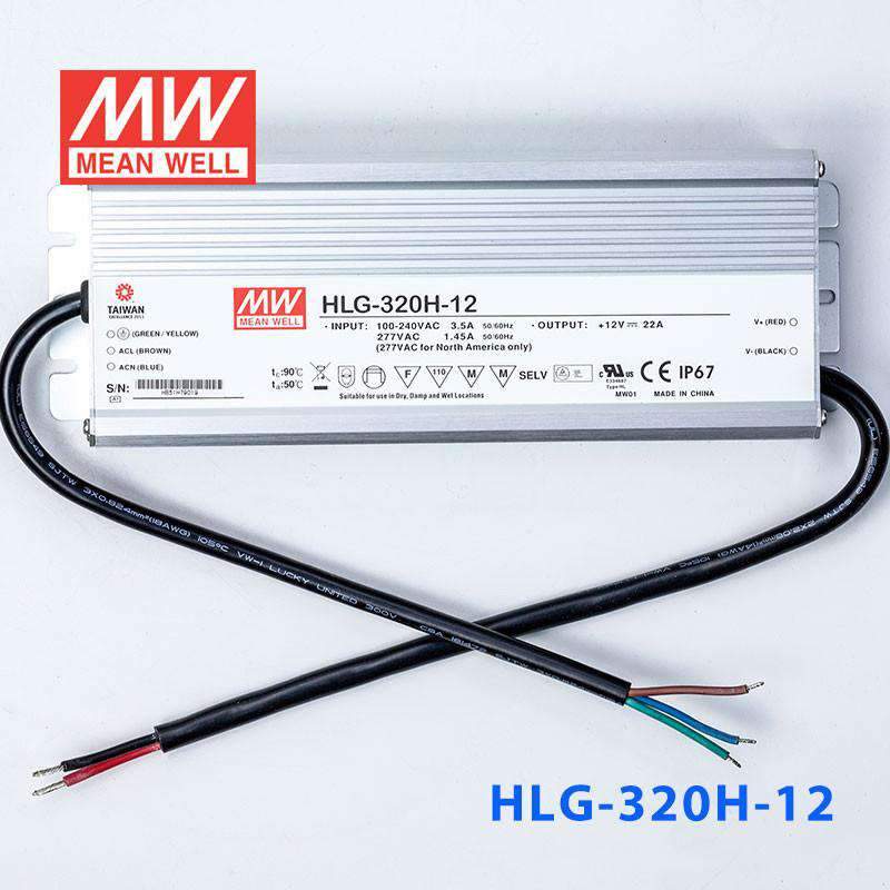 Mean Well HLG-320H-12 Power Supply 264W 12V 22A - HLG-320H-12 - powersupplymall.com
