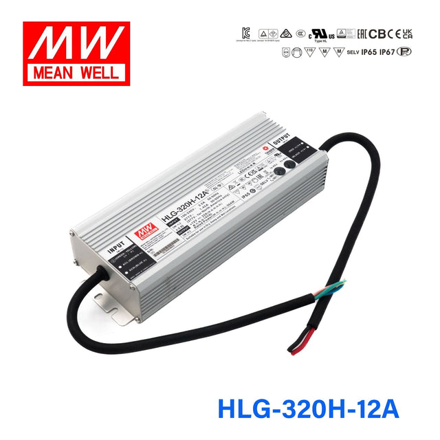 Mean Well HLG - 320H - 12A Power Supply 264W 12V - Adjustable - HLG - 320H - 12A - powersupplymall.com