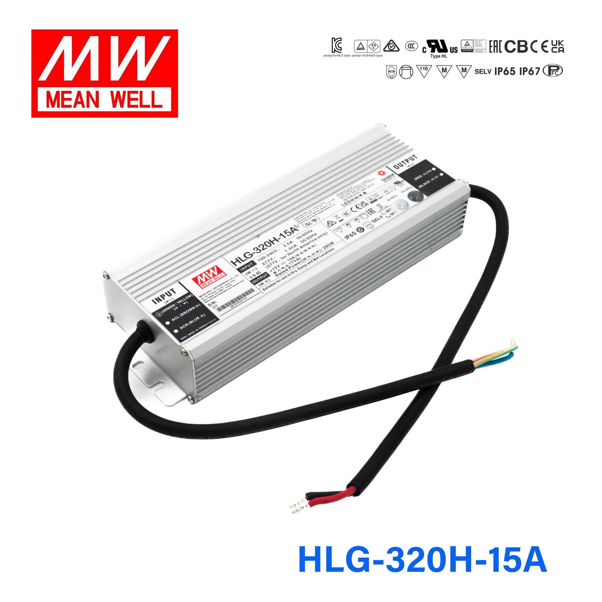 Mean Well HLG - 320H - 15A Power Supply 285W 15V - Adjustable - HLG - 320H - 15A - powersupplymall.com