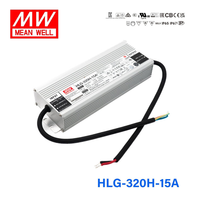 Mean Well HLG - 320H - 15A Power Supply 285W 15V - Adjustable - HLG - 320H - 15A - powersupplymall.com